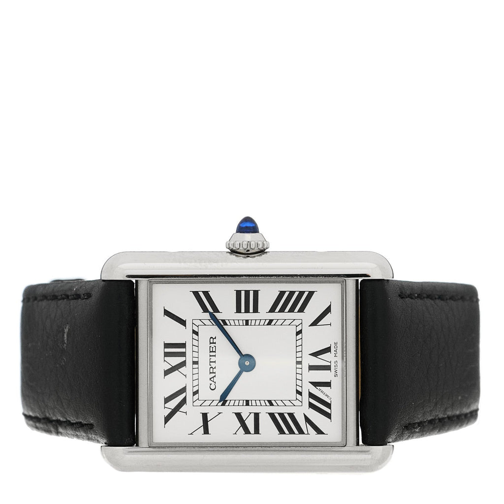Cartier Stainless Steel Calfskin 25mm Must de Cartier Tank Quartz Watch