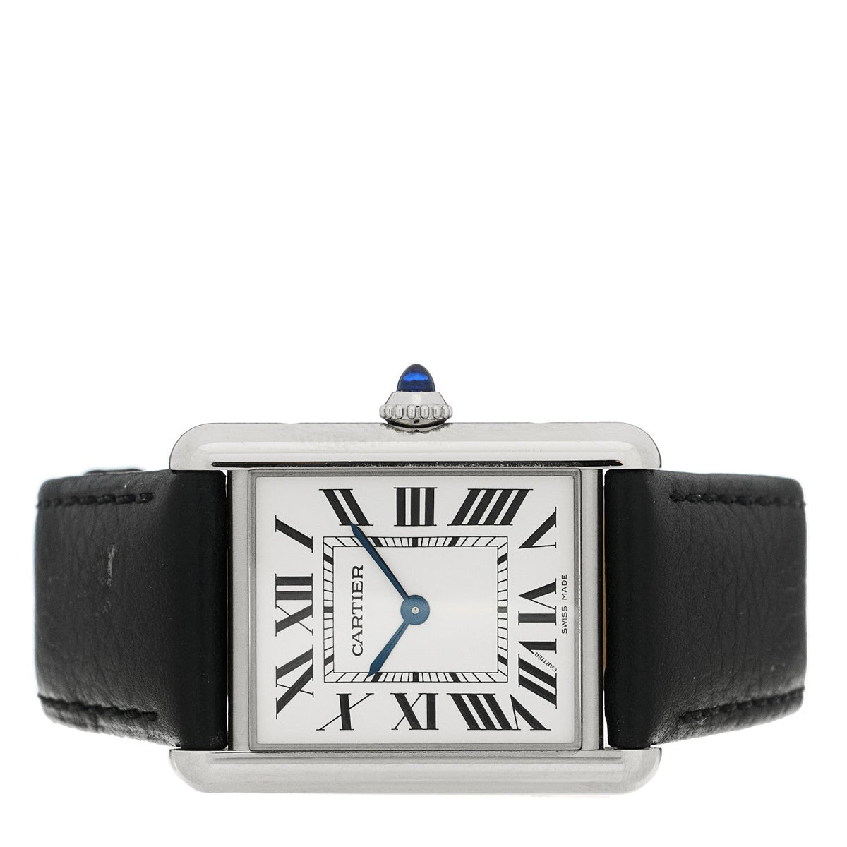 Cartier Stainless Steel Calfskin 25mm Must de Cartier Tank Quartz Watch