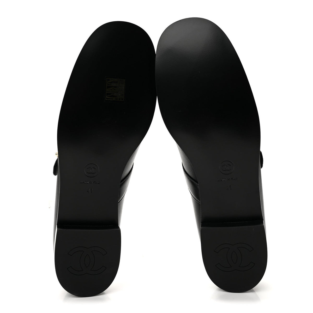 Chanel Calfskin Patent Women's Mary Janes Flats Black