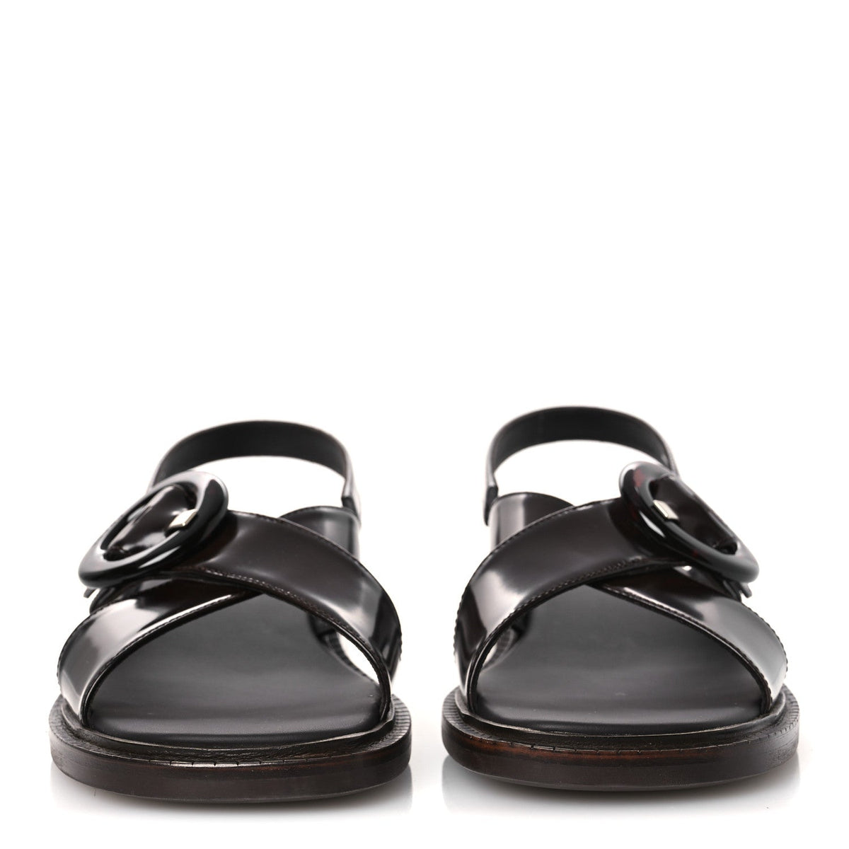 Prada Spazzolato Fume Women's Re-Edition 1996 Buckle Sandals 41 Bruciato