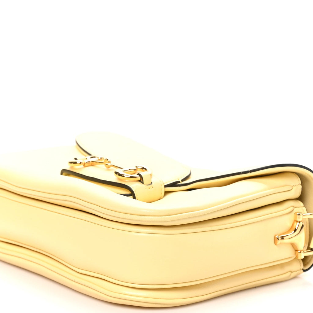 Gucci Calfskin Horsebit 1955 Aura Small Shoulder Bag Daylight Yellow