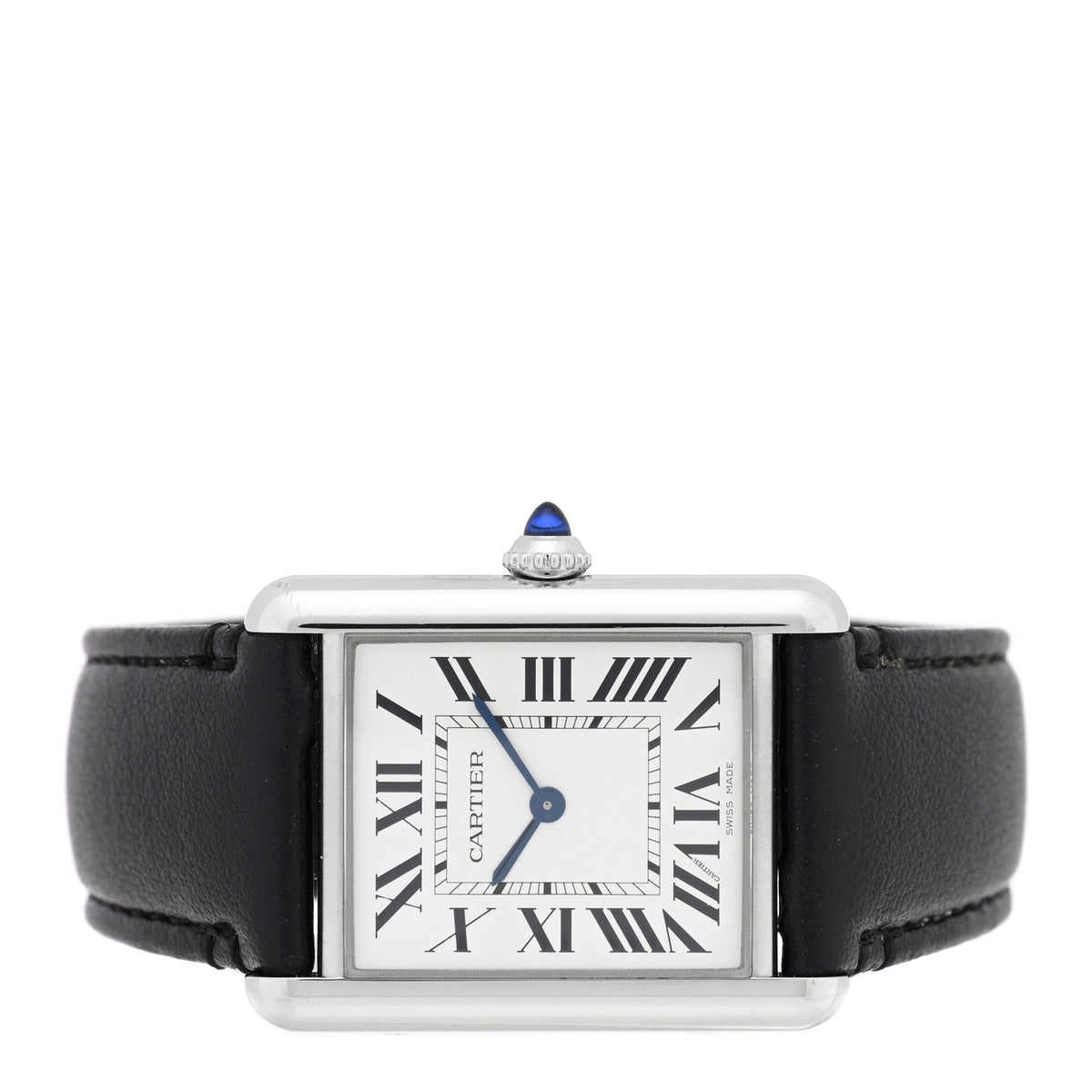Cartier Stainless Steel Calfskin 25mm SolarBeat Tank Watch