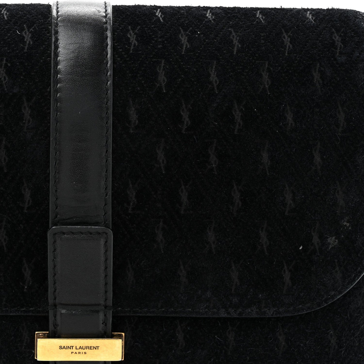 Saint Laurent Suede Le Monogramme Satchel Black