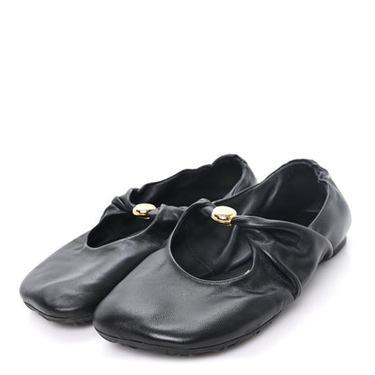 Loewe Lambskin Women's Pebble Ballerina Flats 35 Black
