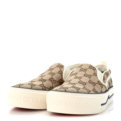 Gucci Canvas Women's GG Monogram 1977 Tennis Slip On Sneakers 35.5 Beige