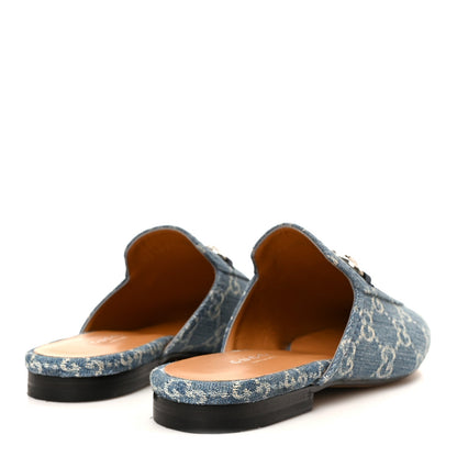 Gucci Denim GG Malaga Kid Women's Princetown Slippers 36.5 Light Blue Royale