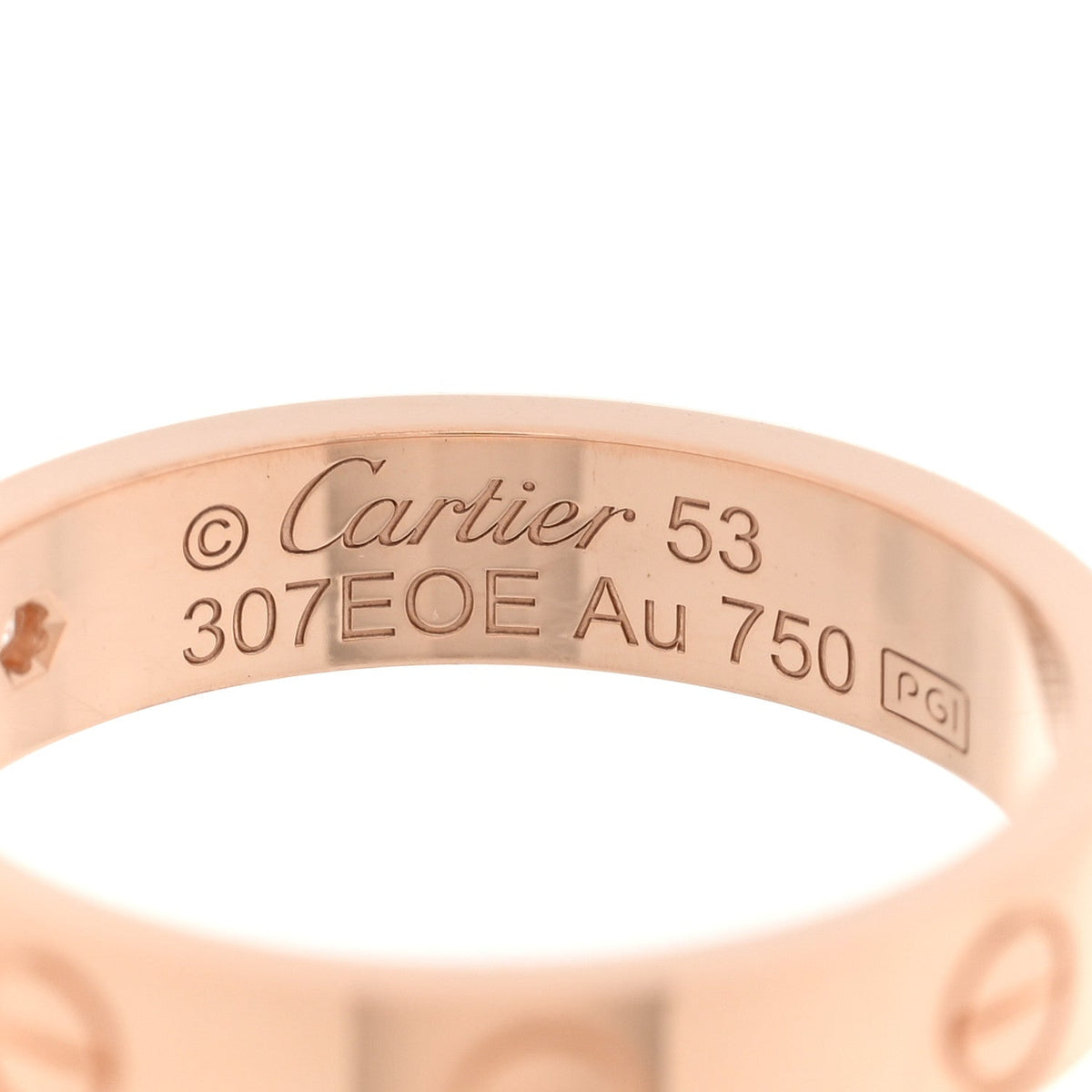 18K Pink Gold Diamond 4mm LOVE Wedding Band Ring 53 6.5