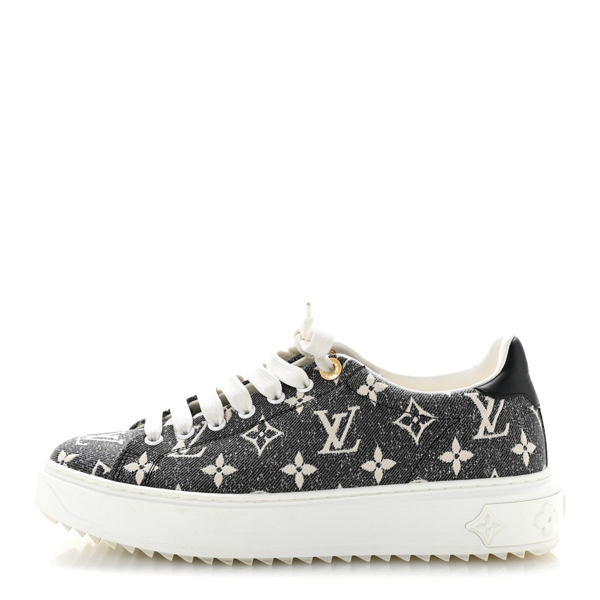 Louis Vuitton Denim Monogram Women's Time Out Sneakers 39 Black