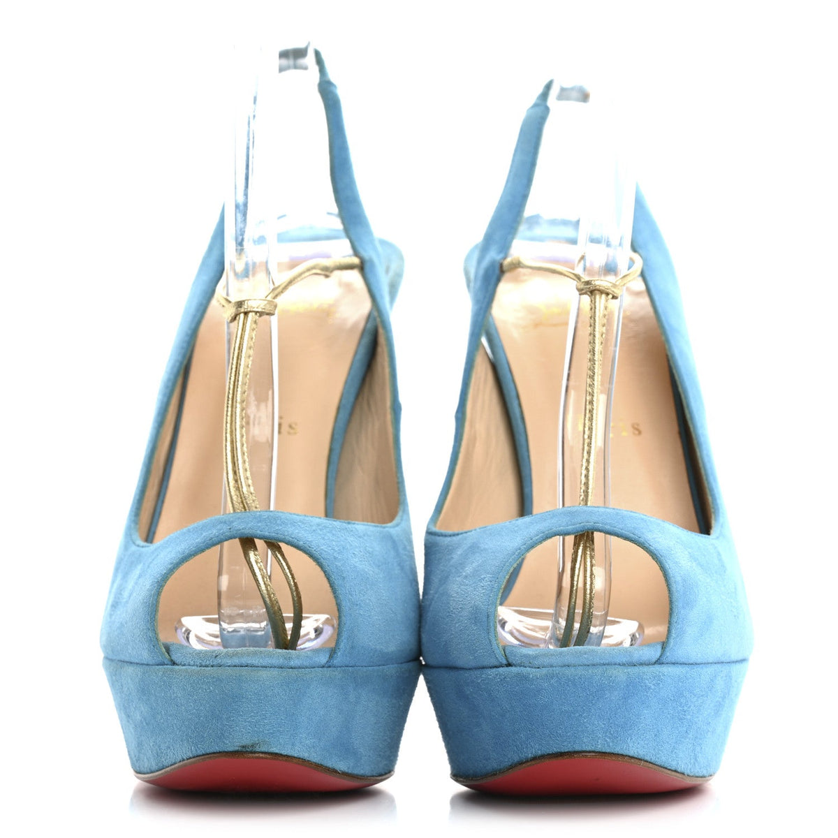 Christian Louboutin Suede Women's Spritney 100 Peep Toe Pumps 41 Blue