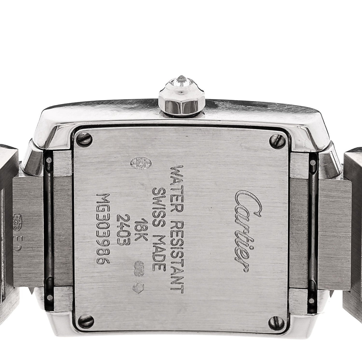 Cartier 18K White Gold Diamond 20mm Tank Francaise Watch Pink