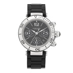 Cartier Stainless Steel Rubber 42mm Pasha Seatimer Watch Black