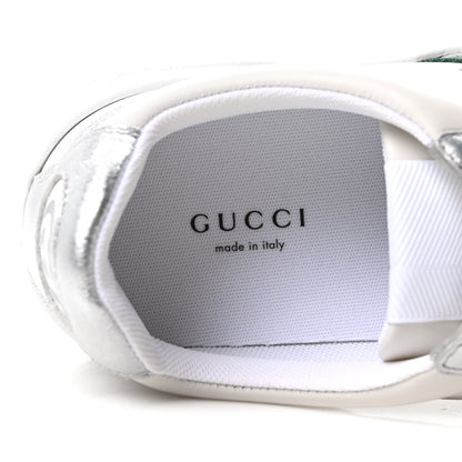 Gucci Metallic Nappa Web Women's Chunky Sneakers 38 Silver