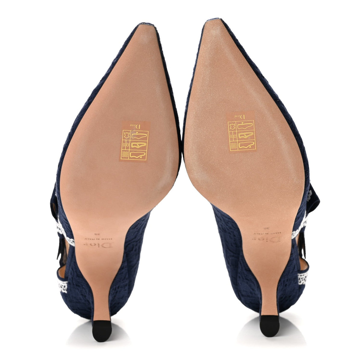 Christian Dior Embroidered Cotton Lace Women's J'adior Pumps 39 Blue Ecru
