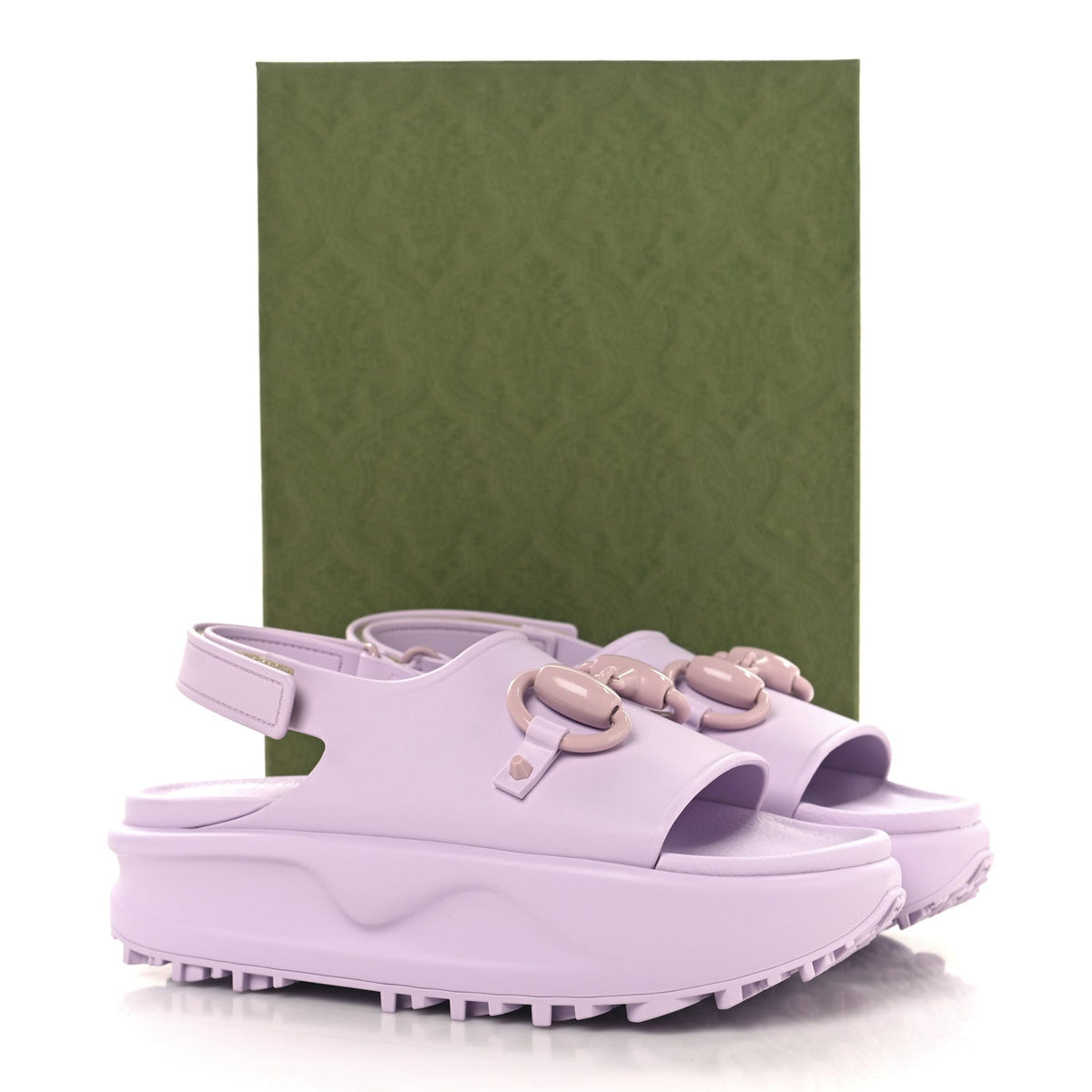 Gucci Rubber Women's Horsebit Touch Strapped Sandals 36 Talc Pink