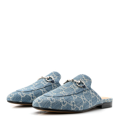 Gucci Denim Women's GG Princetown Slippers 36.5 Light Blue Royale