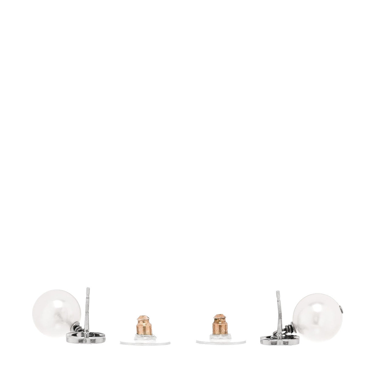 Crystal Pearl CC Drop Earrings Silver Pearly White