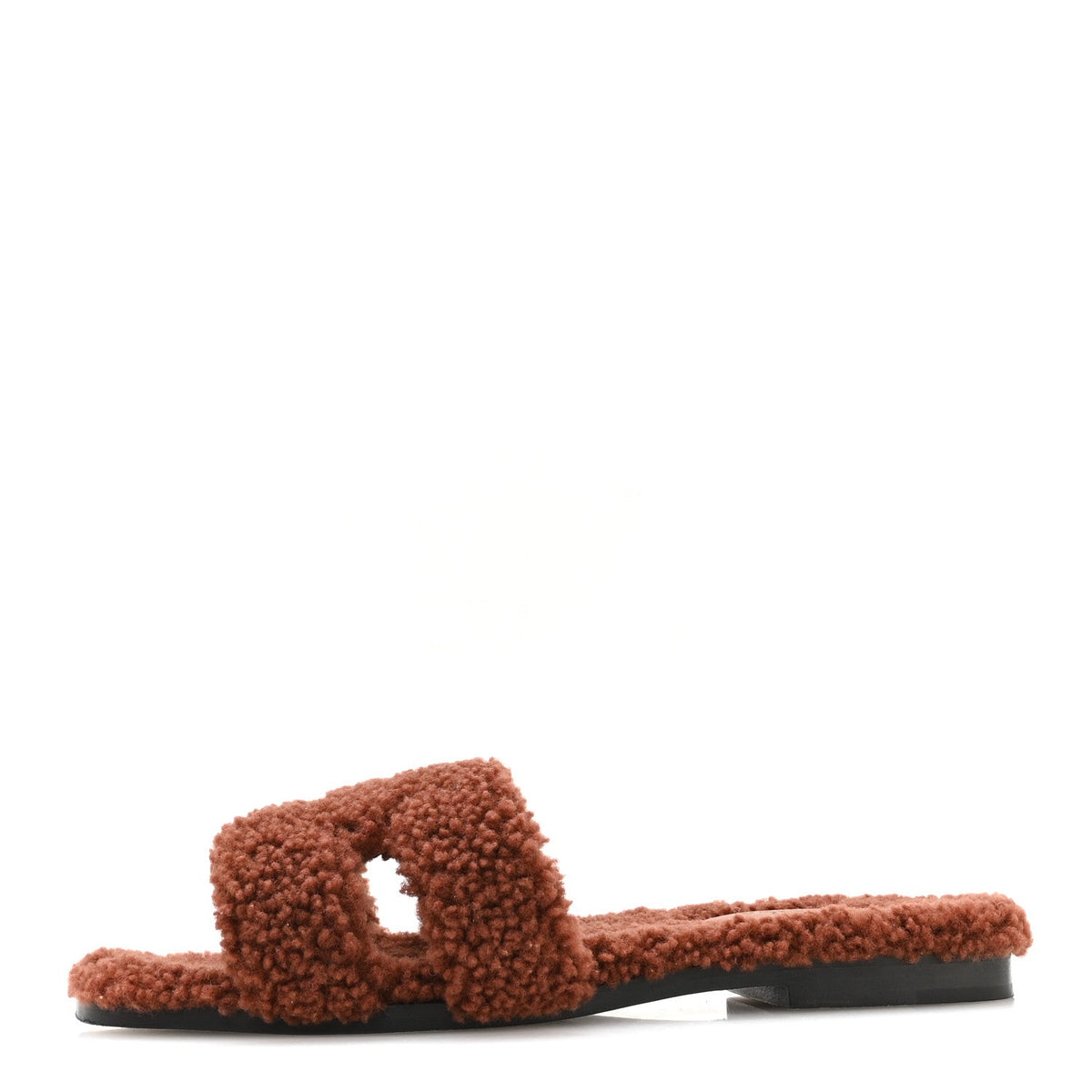 Hermes Woolskin Women's Oran Sandals 36 Cognac