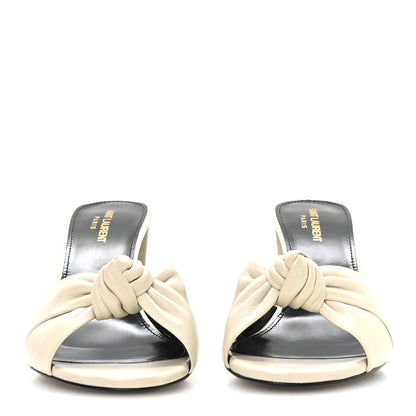 Saint Laurent Lambskin Women's Bianca 75mm Mules 40.5 Pearl