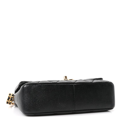 Large Quilted Caviar Flap Shoulder Bag