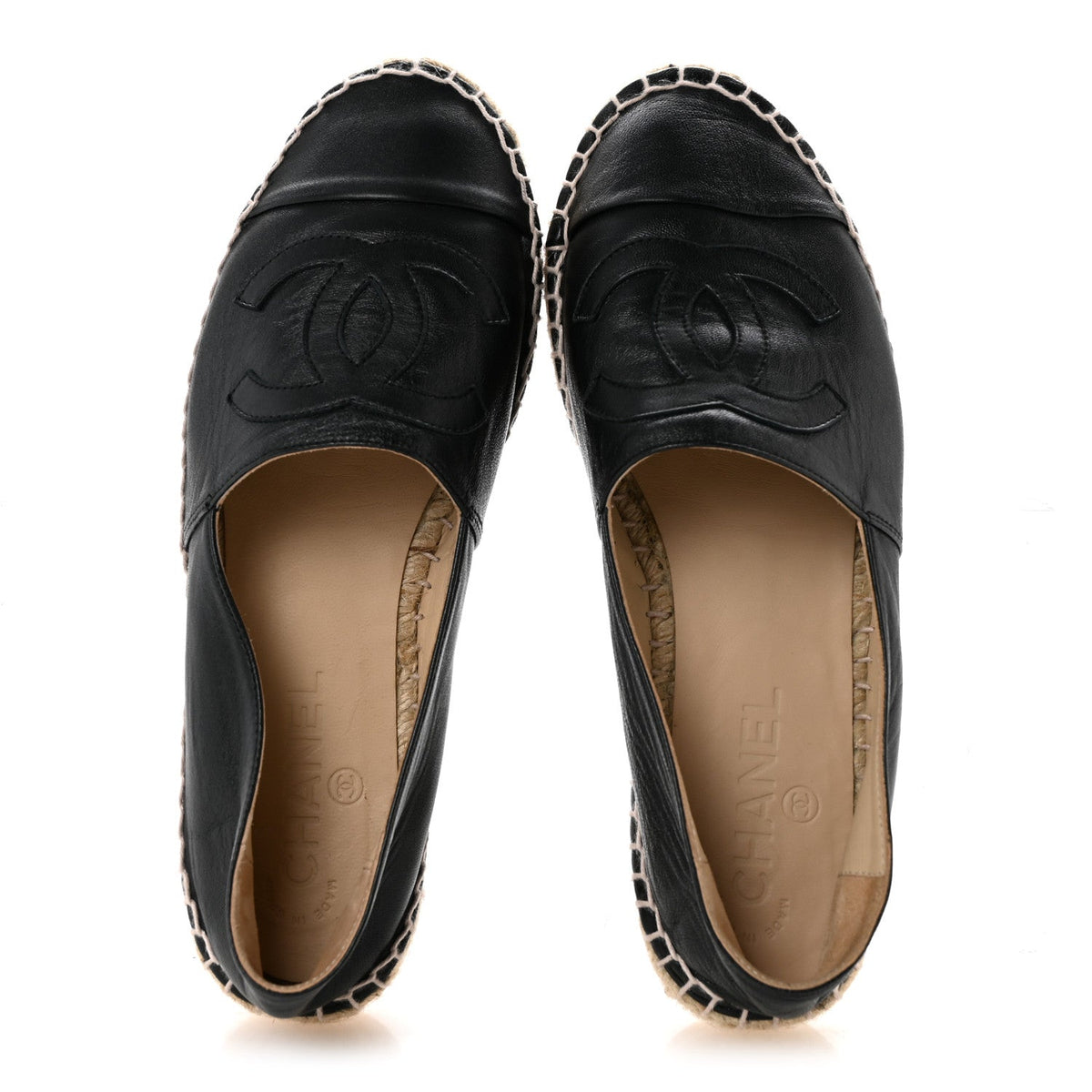 Chanel Lambskin Women's CC Espadrilles 38 Black