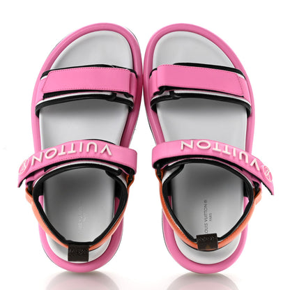 Louis Vuitton Calfskin Women's Pool Pillow Comfort Flat Sandals 38 Rose Pop Pink