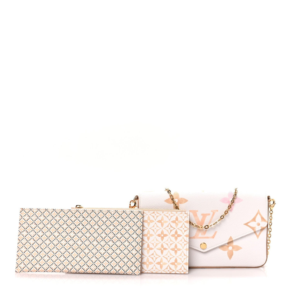 Louis Vuitton Monogram Giant Felicie Pochette Chain Wallet Beige