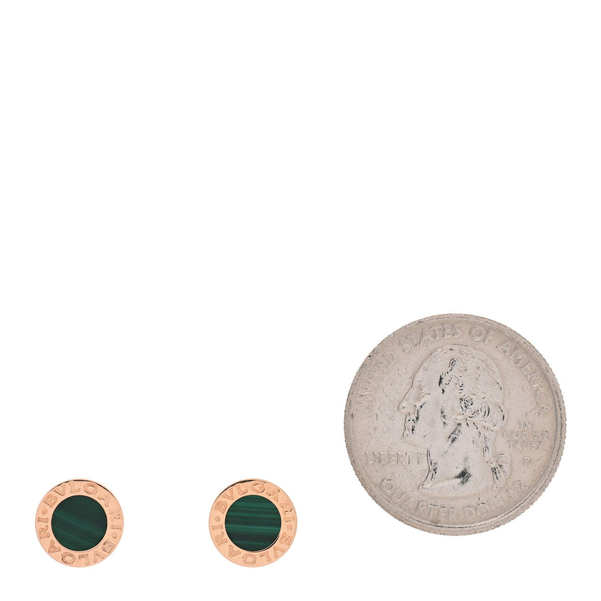18K Rose Gold Malachite BVLGARI BVLGARI Stud Earrings