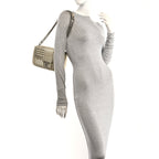 Prada Metallic Nappa Impunture Diagramme Medium Chain Flap Shoulder Bag Gold