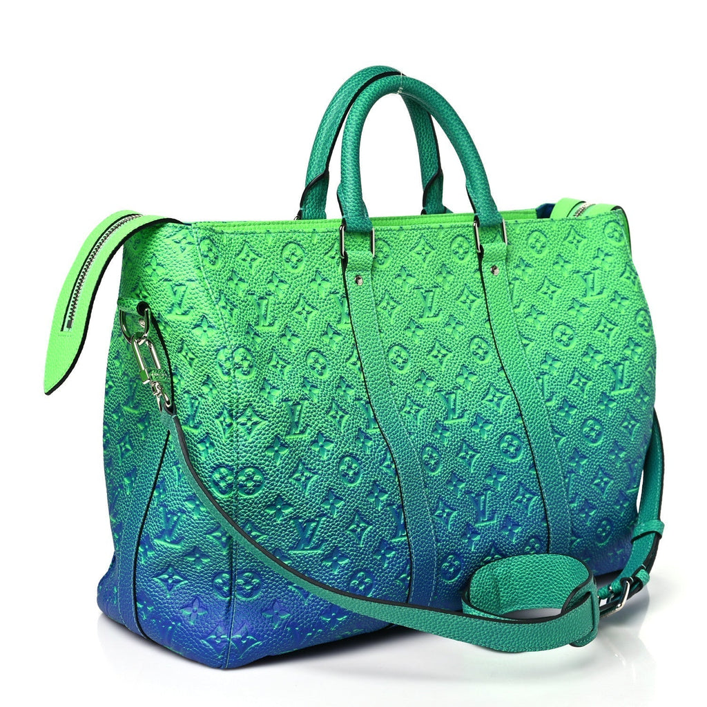 Louis Vuitton Taurillon Illusion Keepall Tote Bleu Vert