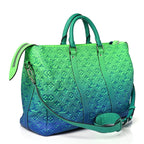 Louis Vuitton Taurillon Illusion Keepall Tote Bleu Vert
