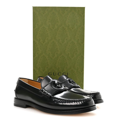 Gucci Calfskin Men's Interlocking G Millennial Ribot Loafers 8 Black