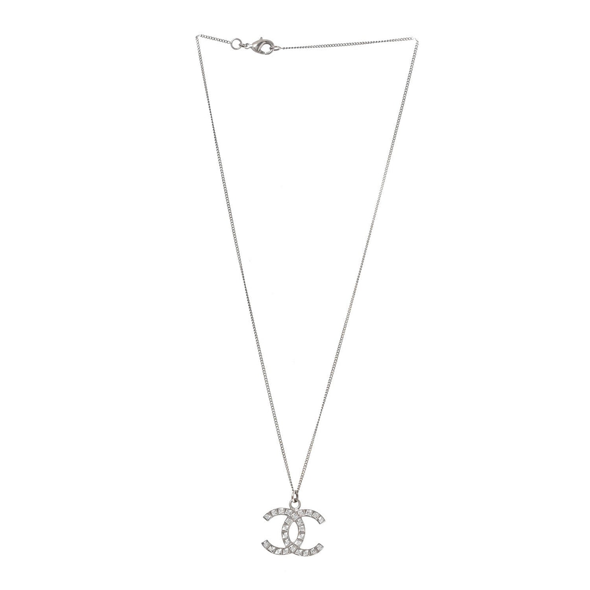 Baguette Crystal CC Necklace Silver