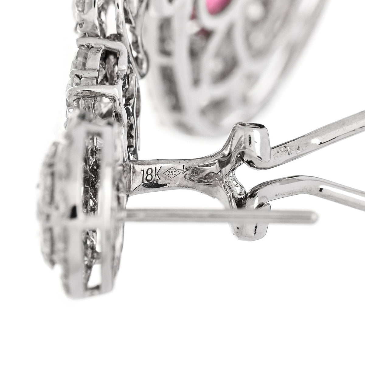 Parker & West by FASHIONPHILE14K White Gold Diamond 4.40ctw Rubellite Pear Cut Drop Earrings