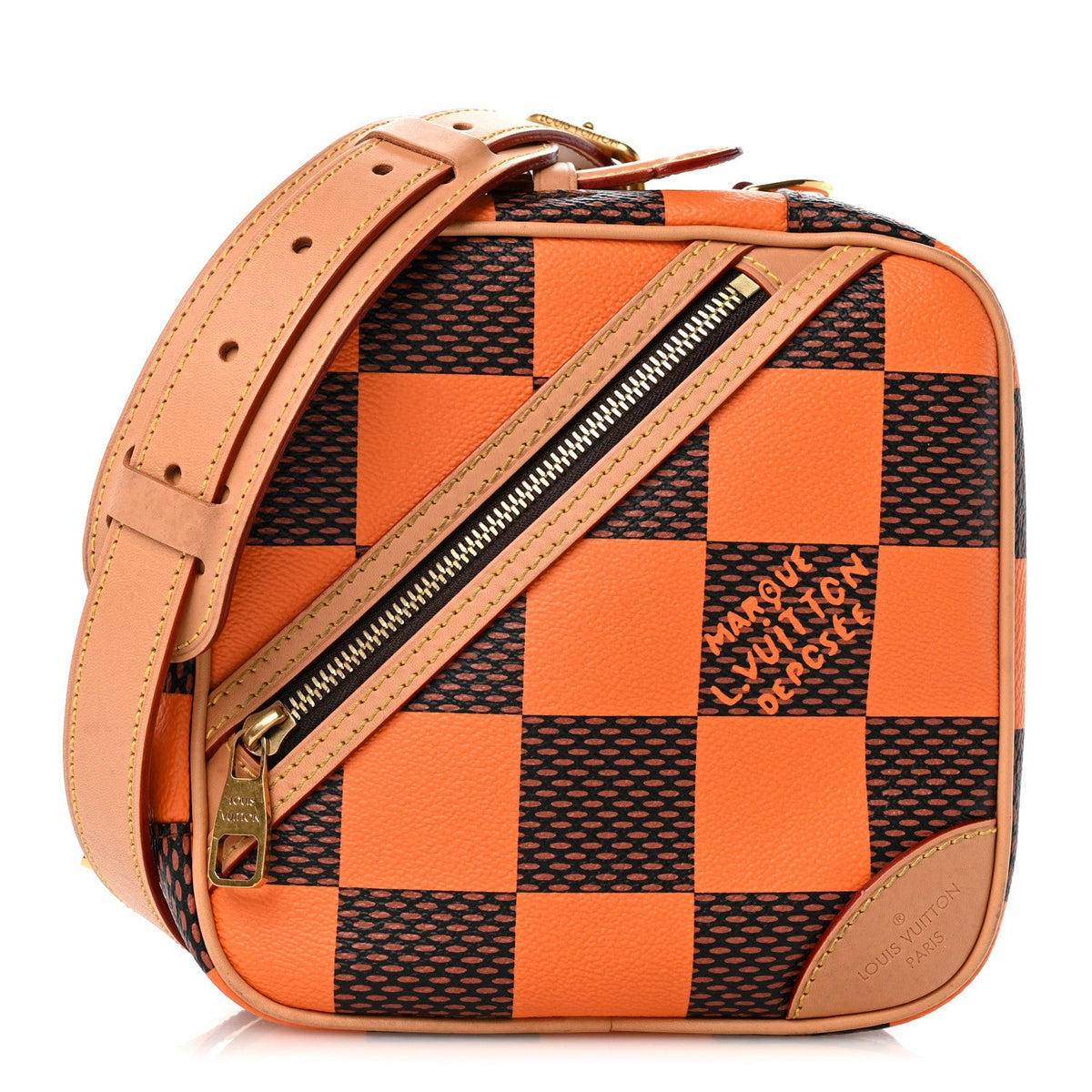 Damier Pop Chess Messenger Orange Handbag