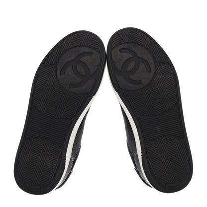 Chanel Calfskin Women's Logo Sneakers 38 Black White