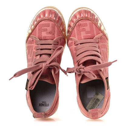 Fendi Corda FF Canvas Women's Promenade Low Top Sneakers 36.5 Pink