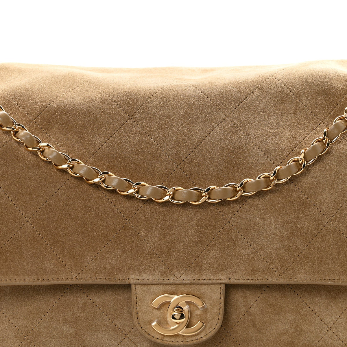 Maxi Calfskin Suede Flap Shoulder Bag