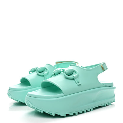 Gucci Rubber Isla Women's Sandals 37 Teal Cyan