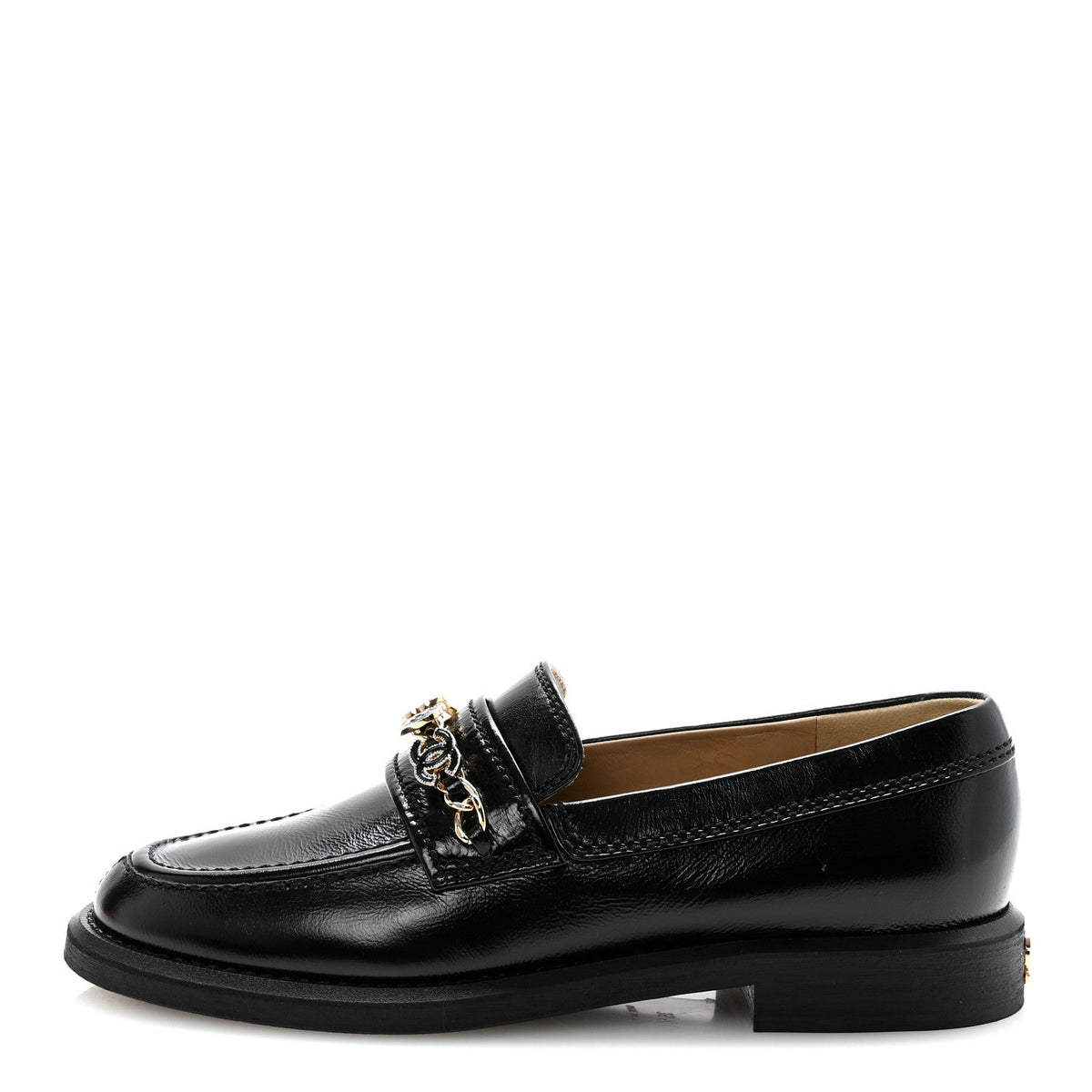 Calfskin Enamel Charms Mocassin Loafers Black