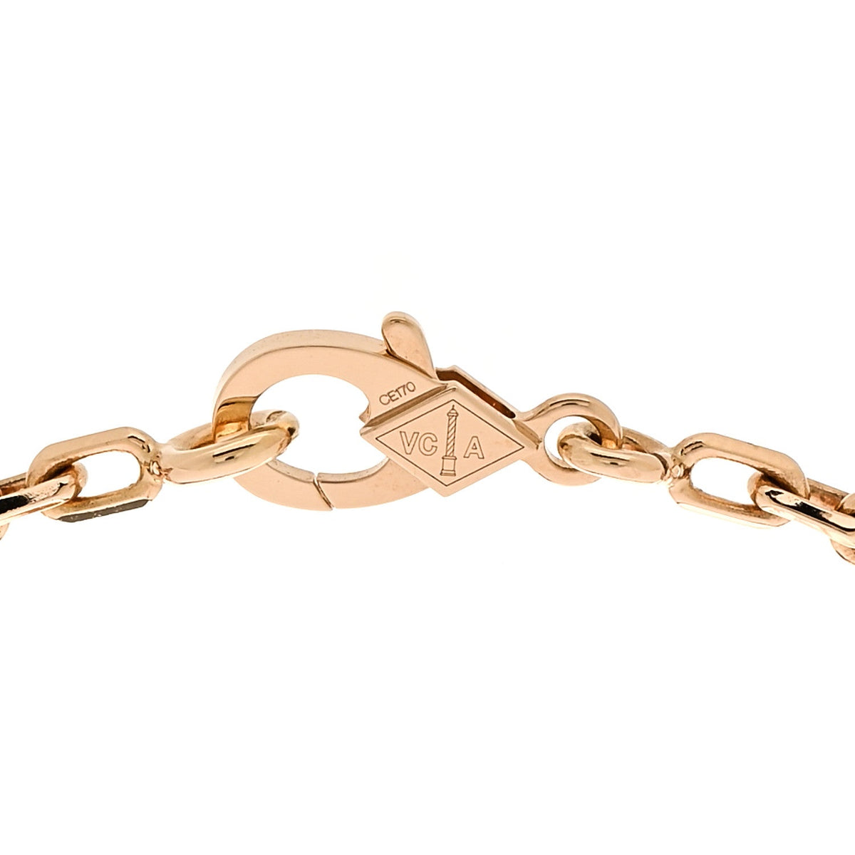 18K Yellow Gold Pink Enamel 5 Motifs Vintage Alhambra Bracelet