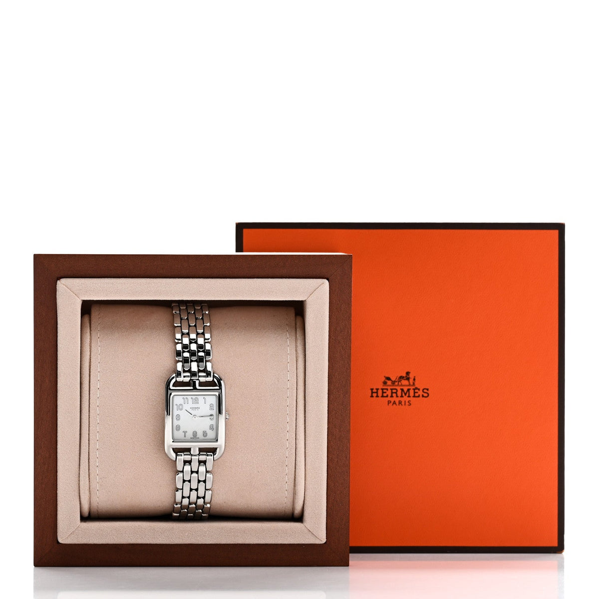 Hermes Stainless Steel 23mm Cape Cod Quartz Watch Etoupe