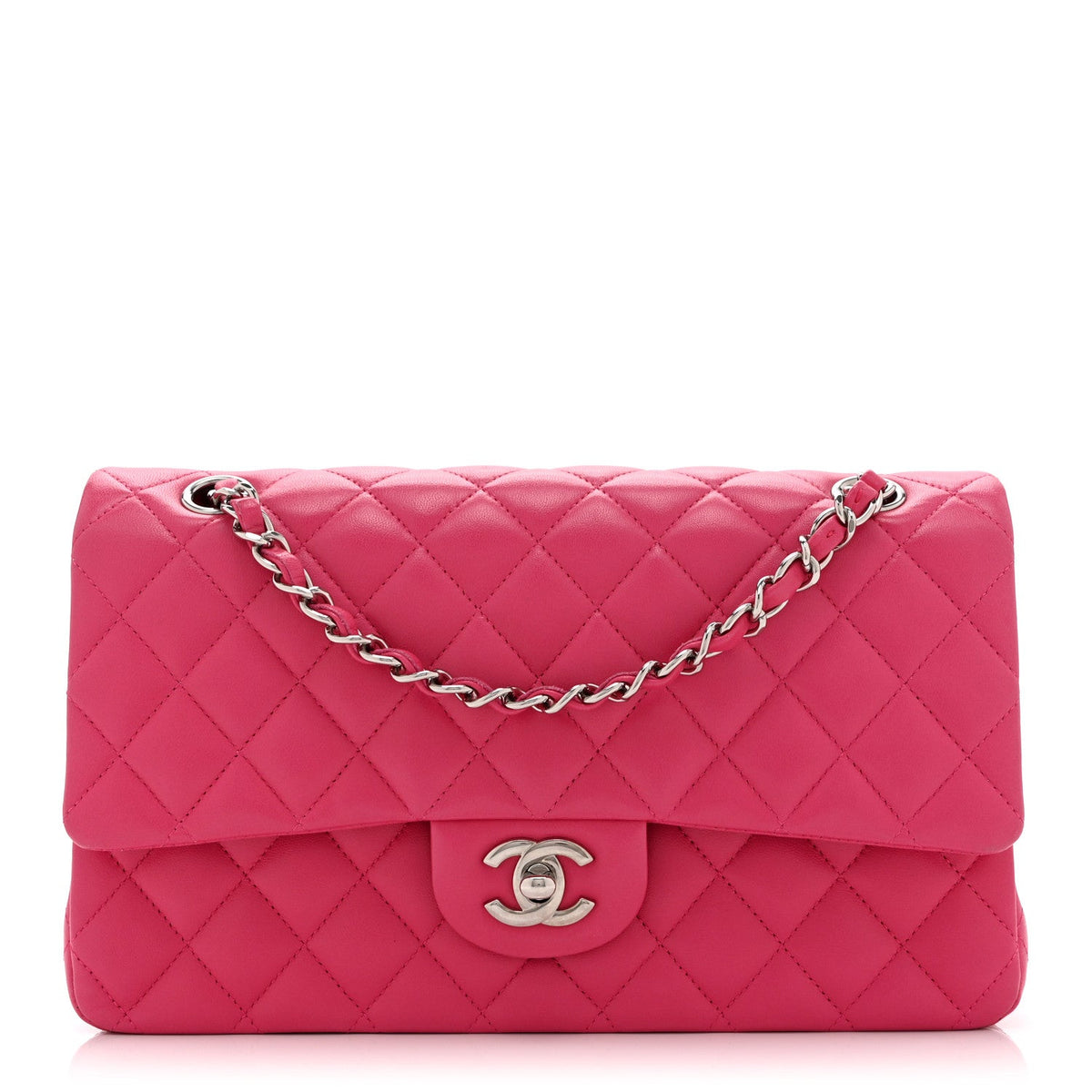 Medium Quilted Lambskin Flap Shoulder Bag - Pink