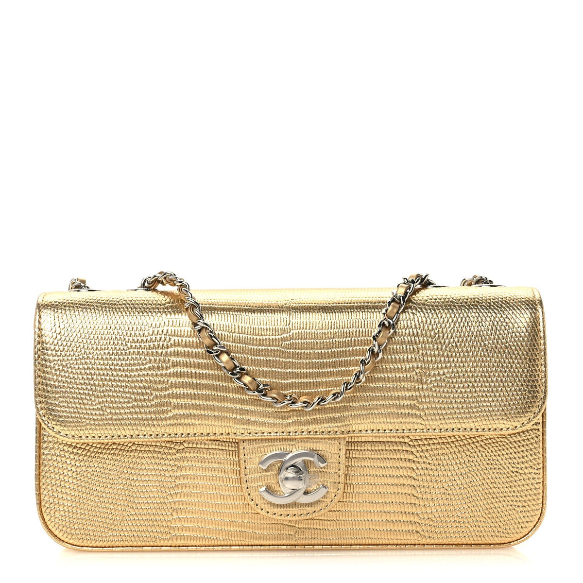 Small Calfskin Flap Shoulder Bag - Gold
