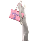 Chanel Canvas Calfskin Striped Large Deauville Tote Pink Blue