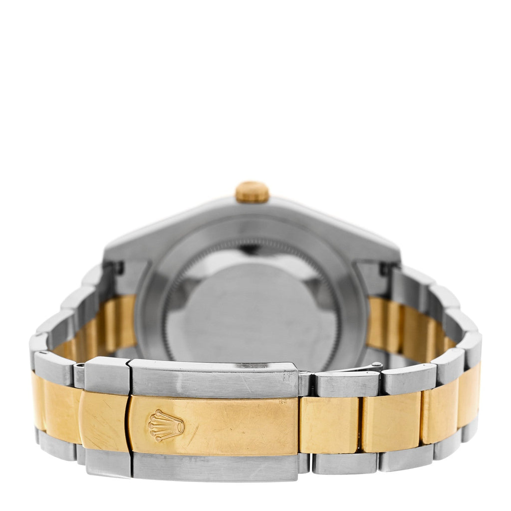 Rolex Stainless Steel 18K Yellow Gold 41mm Datejust Watch Black 116333
