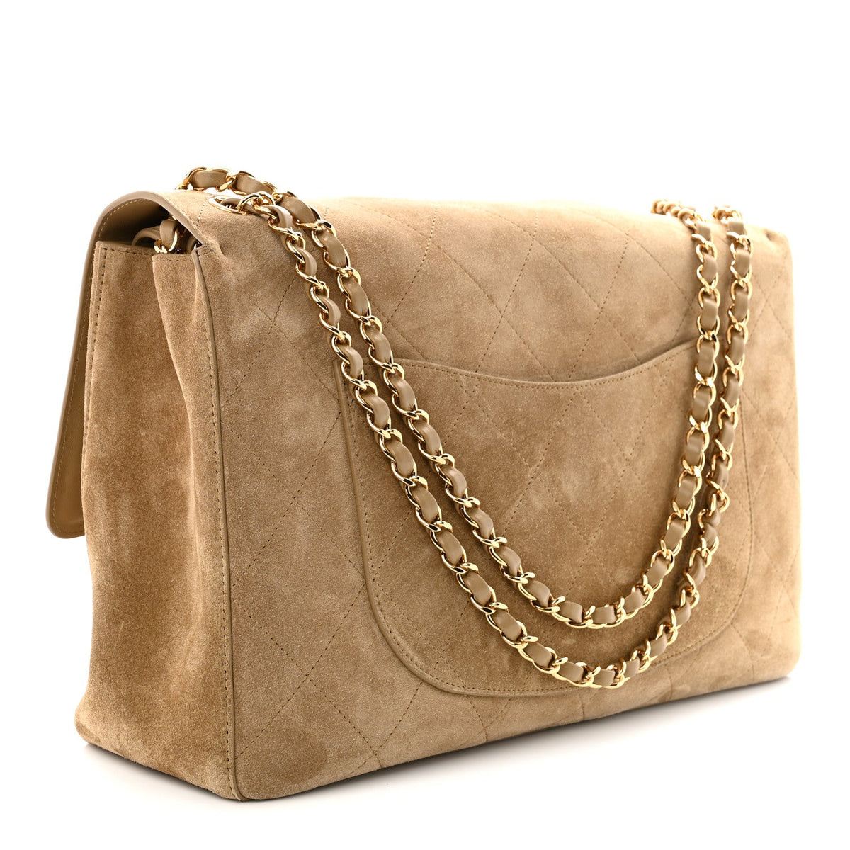 Maxi Calfskin Suede Flap Shoulder Bag