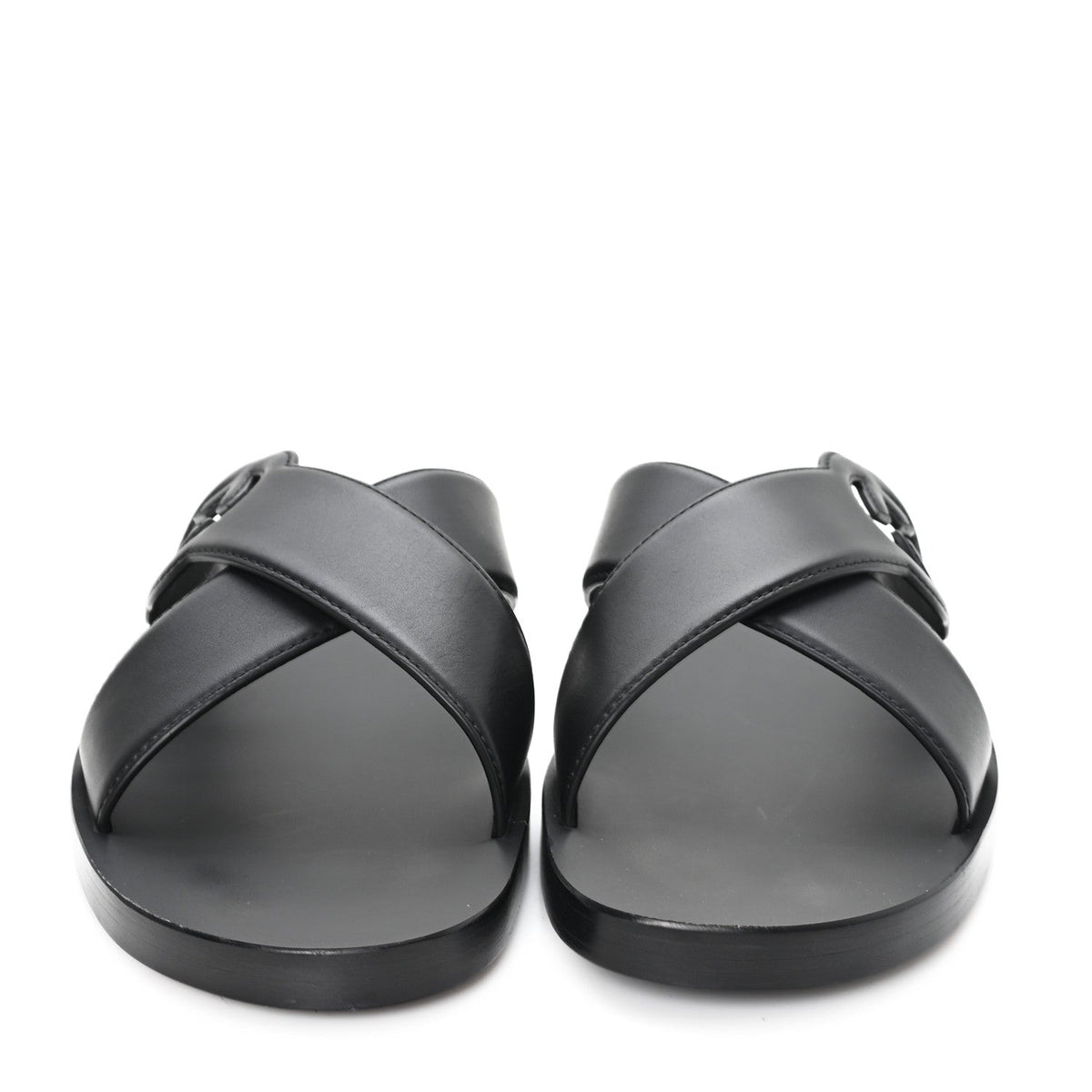 Gucci Cosmos Softy Calfskin Interlocking G Slide Sandals 12 Black