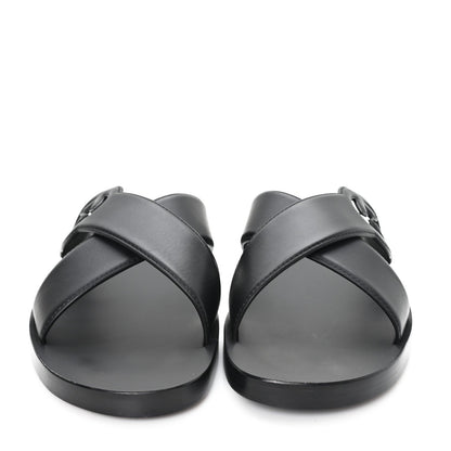 Gucci Cosmos Softy Calfskin Interlocking G Slide Sandals 12 Black