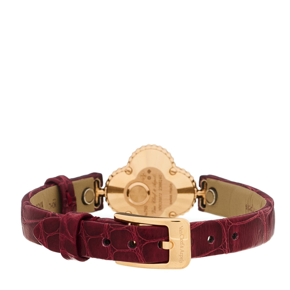 Van Cleef & Arpels 18K Rose Gold Alligator 23mm Sweet Alhambra Watch