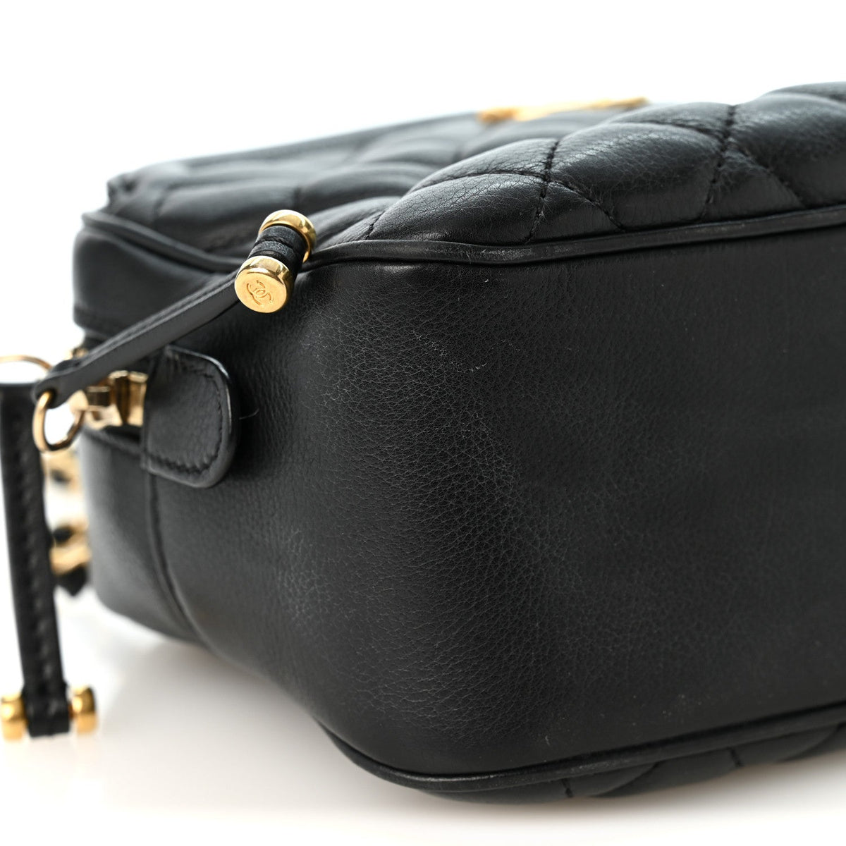 Chanel Calfskin Quilted CC Small Vanity Case Black